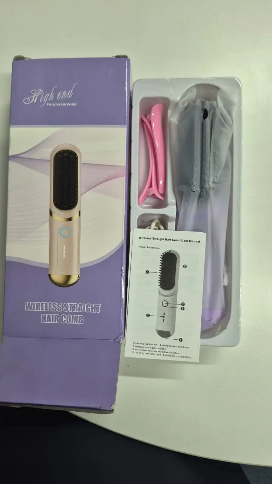 2-in-1 Cordless Hair Straightener Brush & Comb.