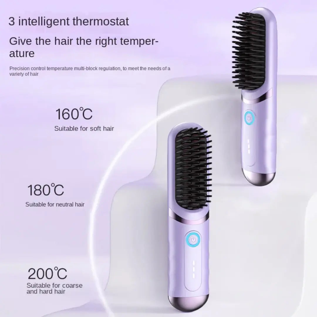 2-in-1 Cordless Hair Straightener Brush & Comb.
